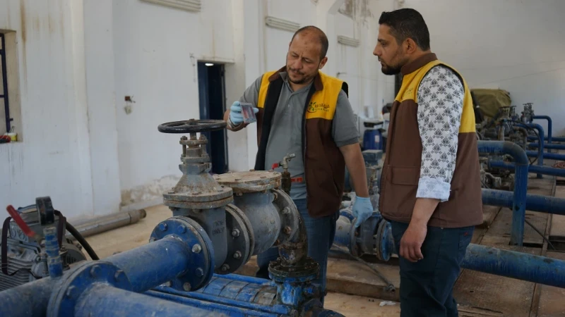 استمرار فريقنا بمتابعة أعمال الضخ وإعادة تأهيل المحطات والشبكات في منطقة عين شيب